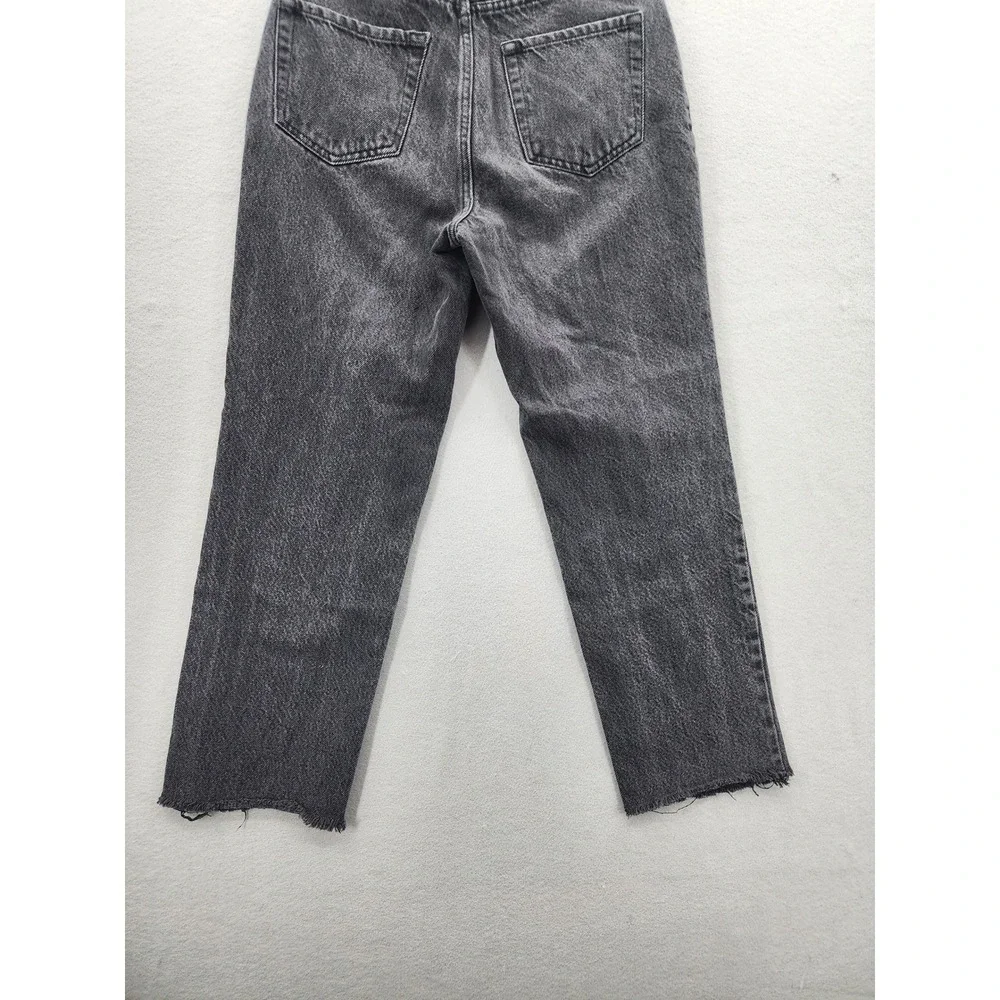 PacSun High Rise Straight Leg Jeans 26 Washed Black Button Fly Raw Hem Denim